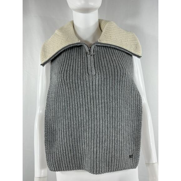 Sandro Grey Wool Half-Zip Scarf Size OS - Picture 2 of 5